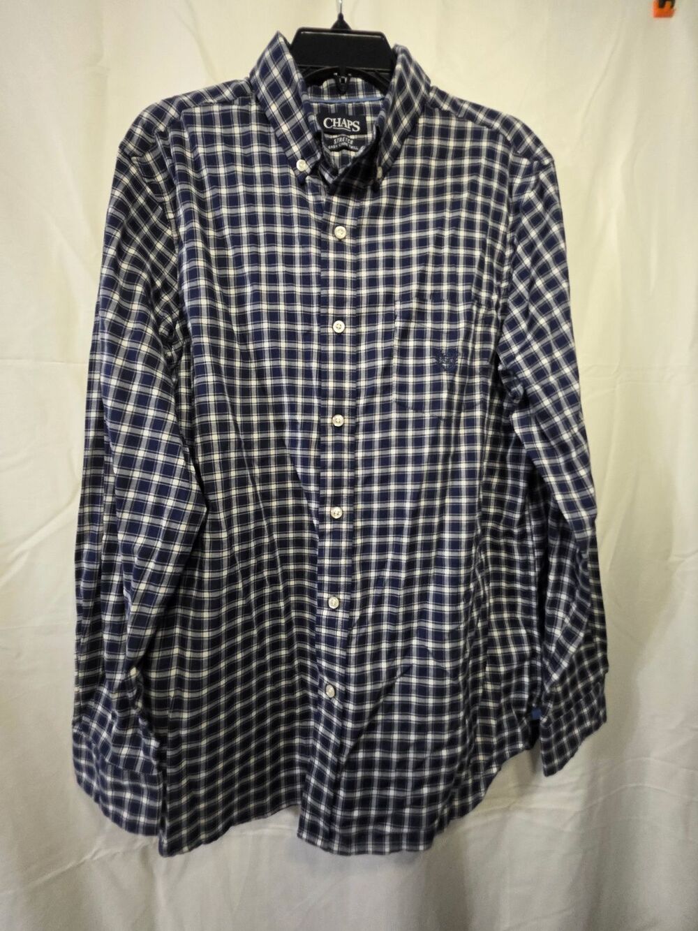 Chaps Men's Large Blue Plaid Long Sleeve Button Down Shirt